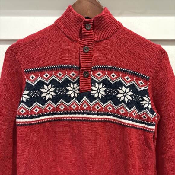 THE CHILDRENS PLACE Sweater Boys XL 14 Red Fair Isle Mock Neck Long Sleeve - Picture 3 of 10